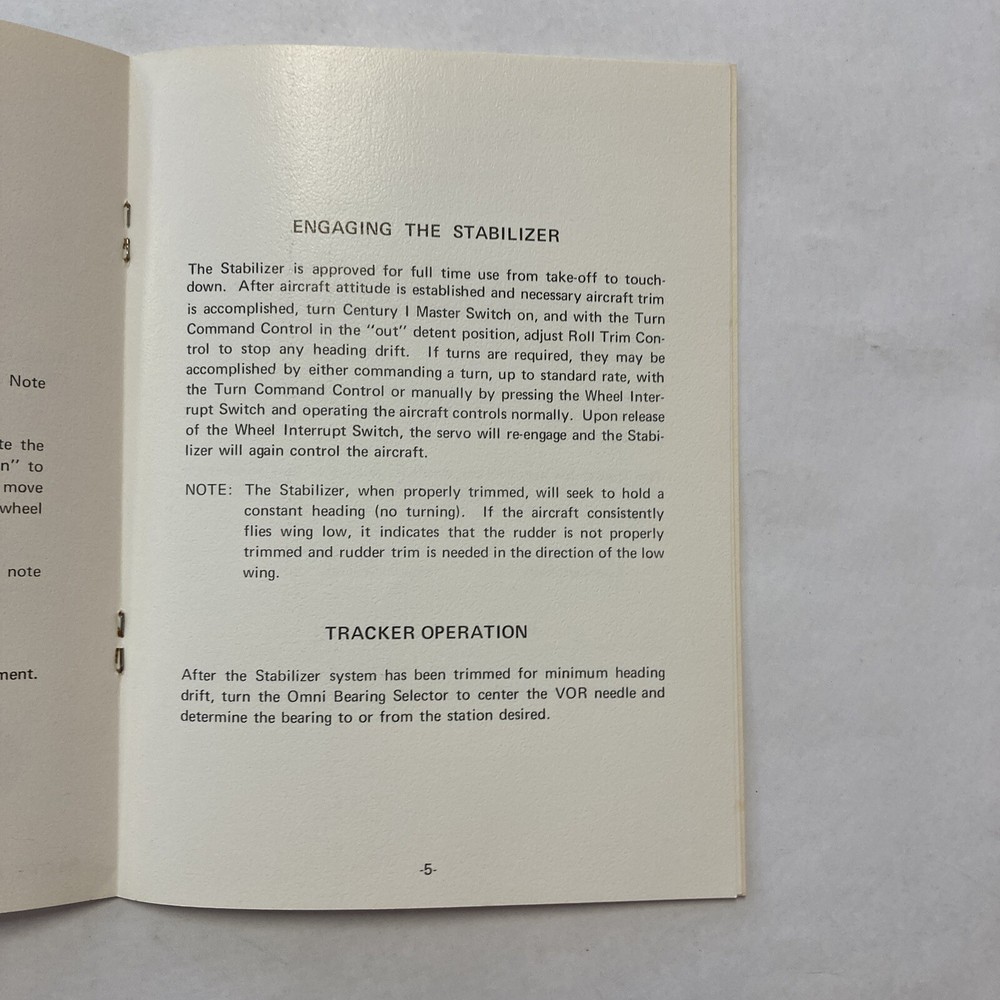 Edo-Aire Century I Automatic Flight System Pilot's Operating Manual