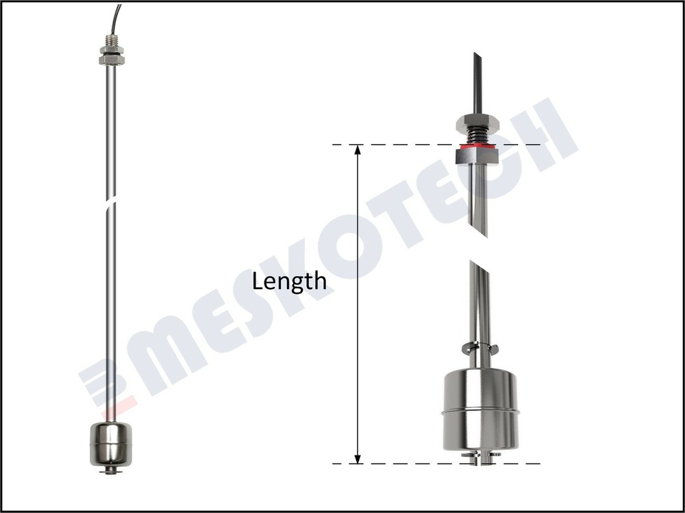 Float switch liquid level sensor stainless steel NO/NC 2" - 32" M10 or flange