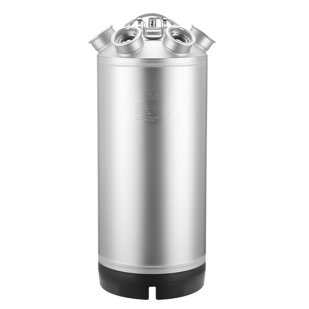 VEVOR Cleaning Keg 5 Gallon Beer Lines Cleaner with 4 D Couplers & Rubber Base