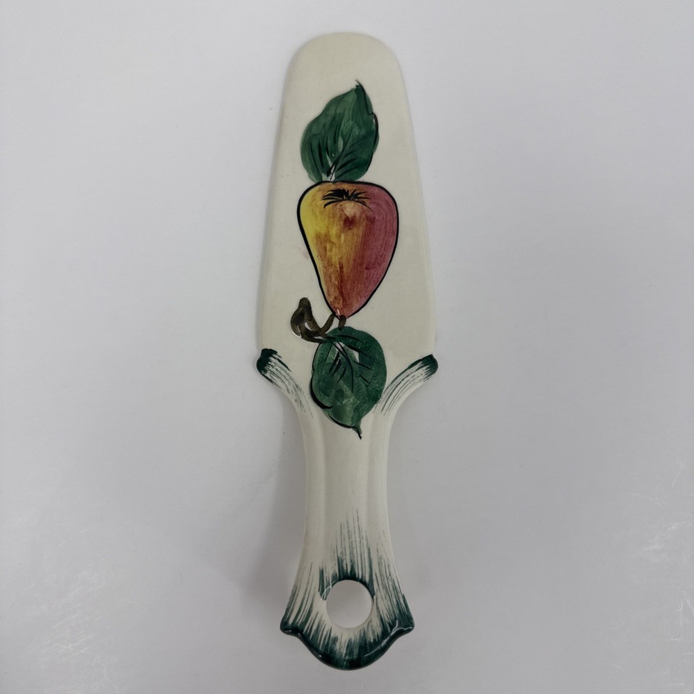 Vintage Ceramic Decorative Pie Or Cake Server, Pear With Leaves 9" EUC