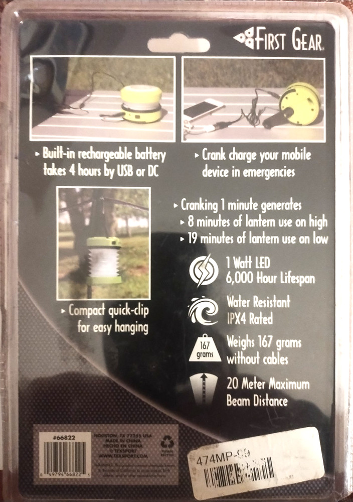 First Gear 66822 Passenger Dynamo-Crank Led Lantern