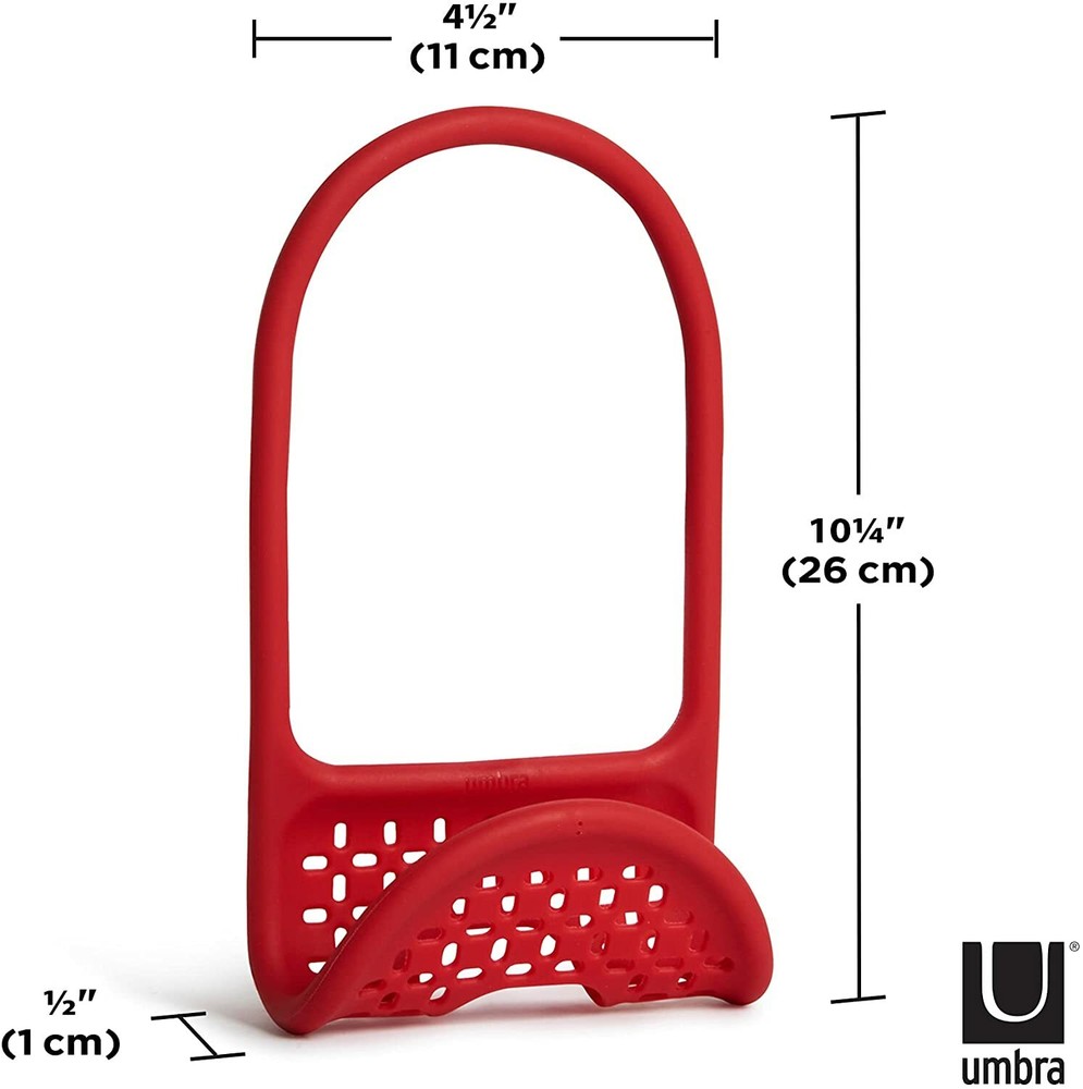Umbra Sling Kitchen Sink Accessory Single Sponge Holder, Charcoal,Red or White