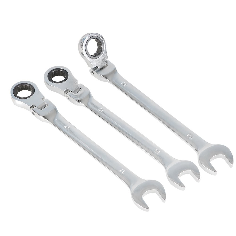 Flexible Ratcheting Wrench Set 12 Pcs 8-19mm Metric Combination Spanner Tool