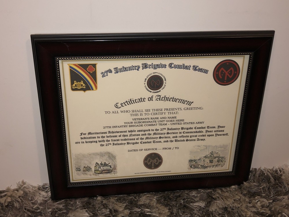 27TH INFANTRY BRIGADE COMBAT TEAM - COA / (COMMEMORATIVE CERTIFICATE)