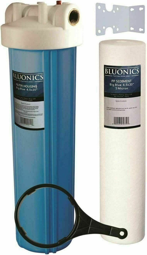 Bluonics 4.5 x 20" Housing Whole House Water Filter with 5 Micron Sediment