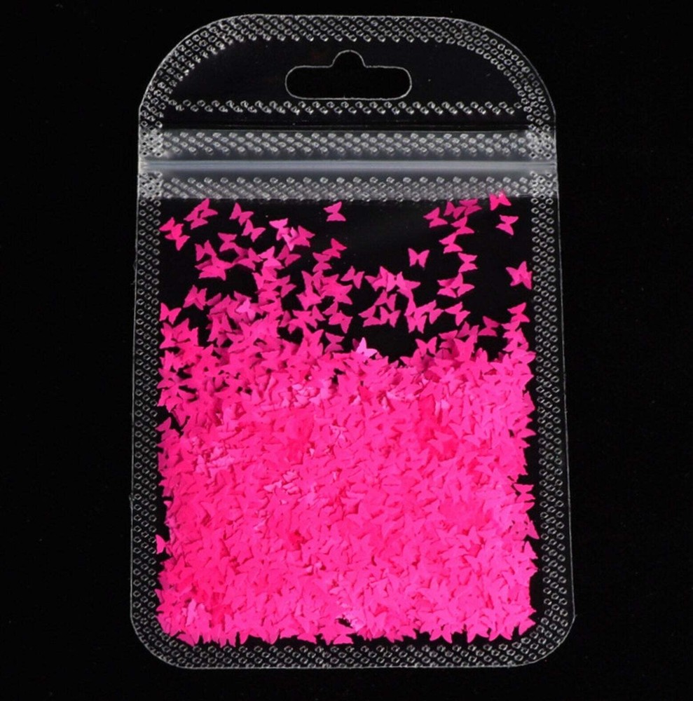3MM Neon Solid Butterfly Glitter (2G Bag)