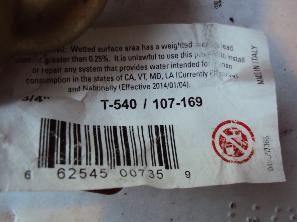 Lot of 5p Legend T-540L 3/4" Water Heater Drain Ball Valve Made in Italy