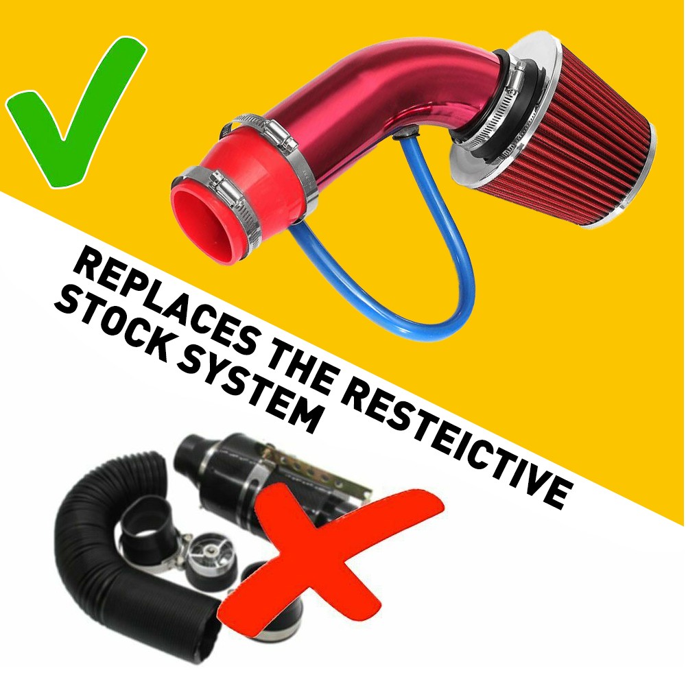 New Cold Air Intake Induction Filter Pipe Power Flow Hose System 3" Aluminum Set