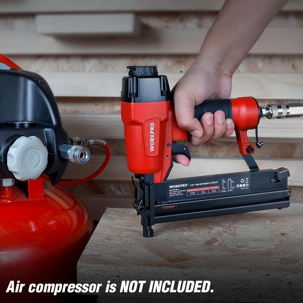 Versatile 18 GA Brad Nail Gun, 2-in-1 Stapler, Adjustable Depth, Carpentry