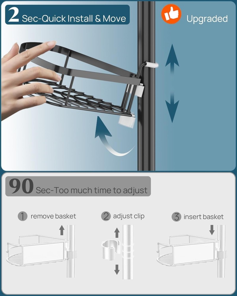 Elegant Rustproof Corner Shower Caddy - 4-Tier Adjustable & Durable Design