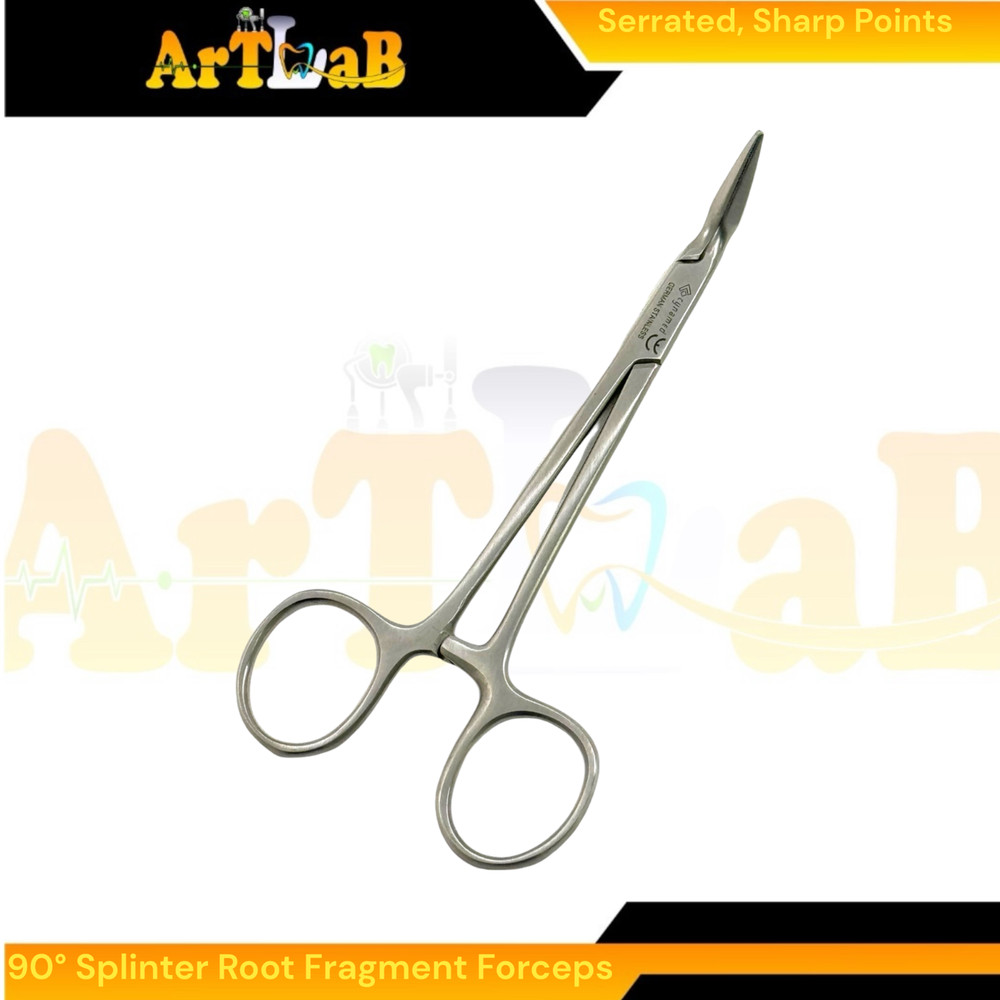 5.5" Splinter Root Fragment Forceps 90 Degree Tapered Serrated Sharp Tips