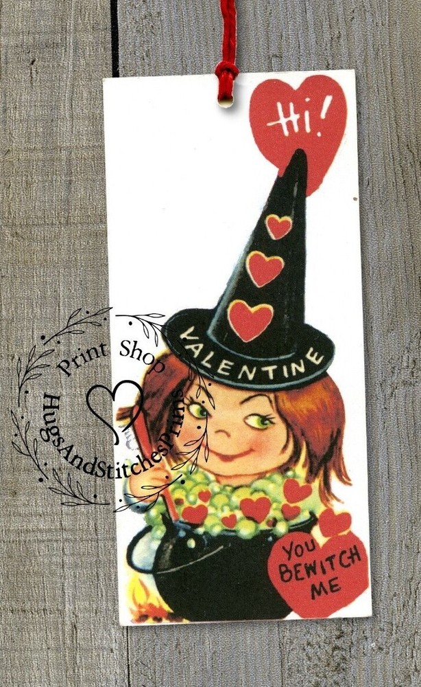 YOU BEWITCH ME WITCH CAULDRON VALENTINE DAY TAGS #255