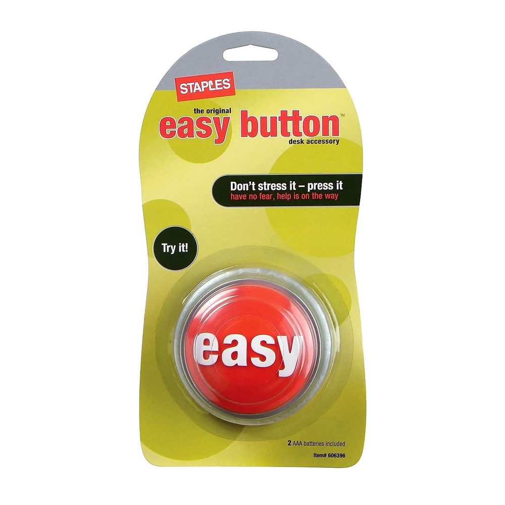 Easy Button, Red/Silver - Fun Office Desk Button for Motivation