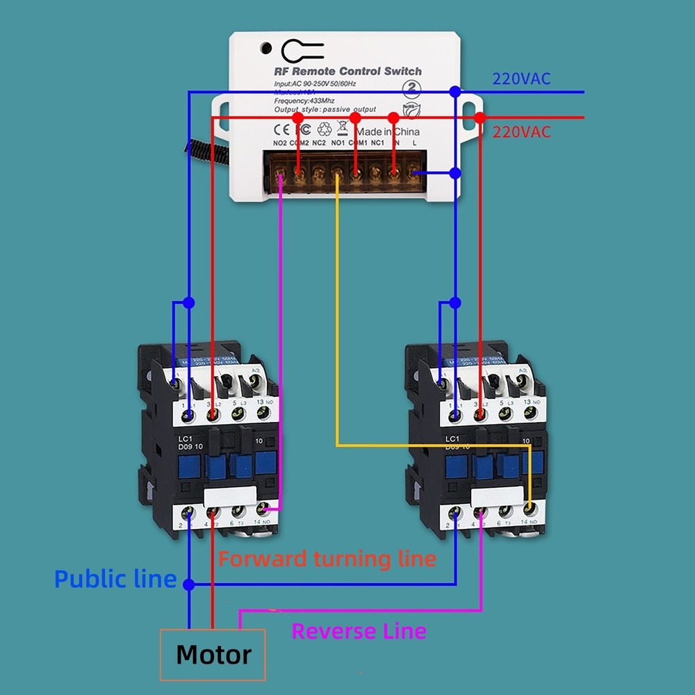 220V 2Ch Relay Receiver Wireless Remote Control Switch for Garage/Gate 110V