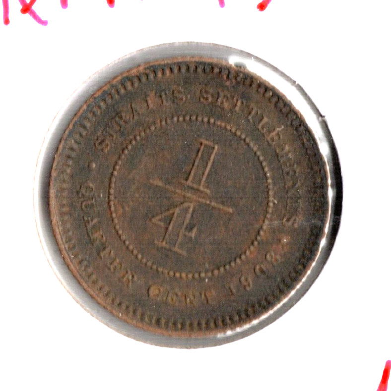 Coin Straits Settlements 1/4 Cent 1908 KM17