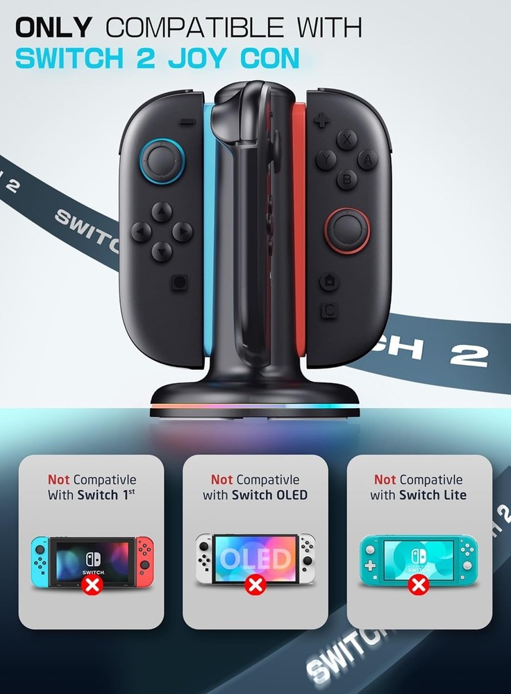 New Switch Controller Charger for Nintendo Switch Joy-Cons Charging Dock Station
