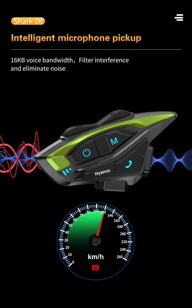 Hysnox Motorcycle Helmet Bluetooth Headset Shark-08