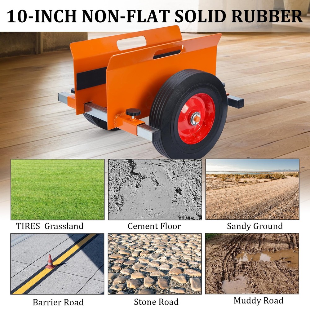 Heavy Duty Panel Dolly Orange 1100LBS Capacity Door Dolly with 10" Solid Whee...