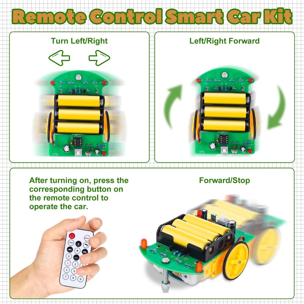 DIY Remote Control Car Kit Smart Robot Car Soldering Practice Electronics Kit