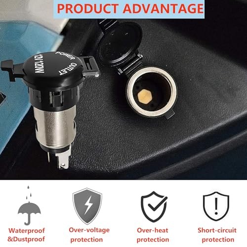 Cigarette Lighter Socket,12V DC Car Cigarette 2Pcs12V metal cigarette lighter