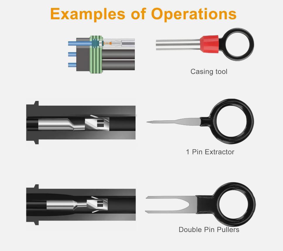 100Pc Pin Ejector Wire Extractor Terminal Auto Removal Puller Connector Kit Tool