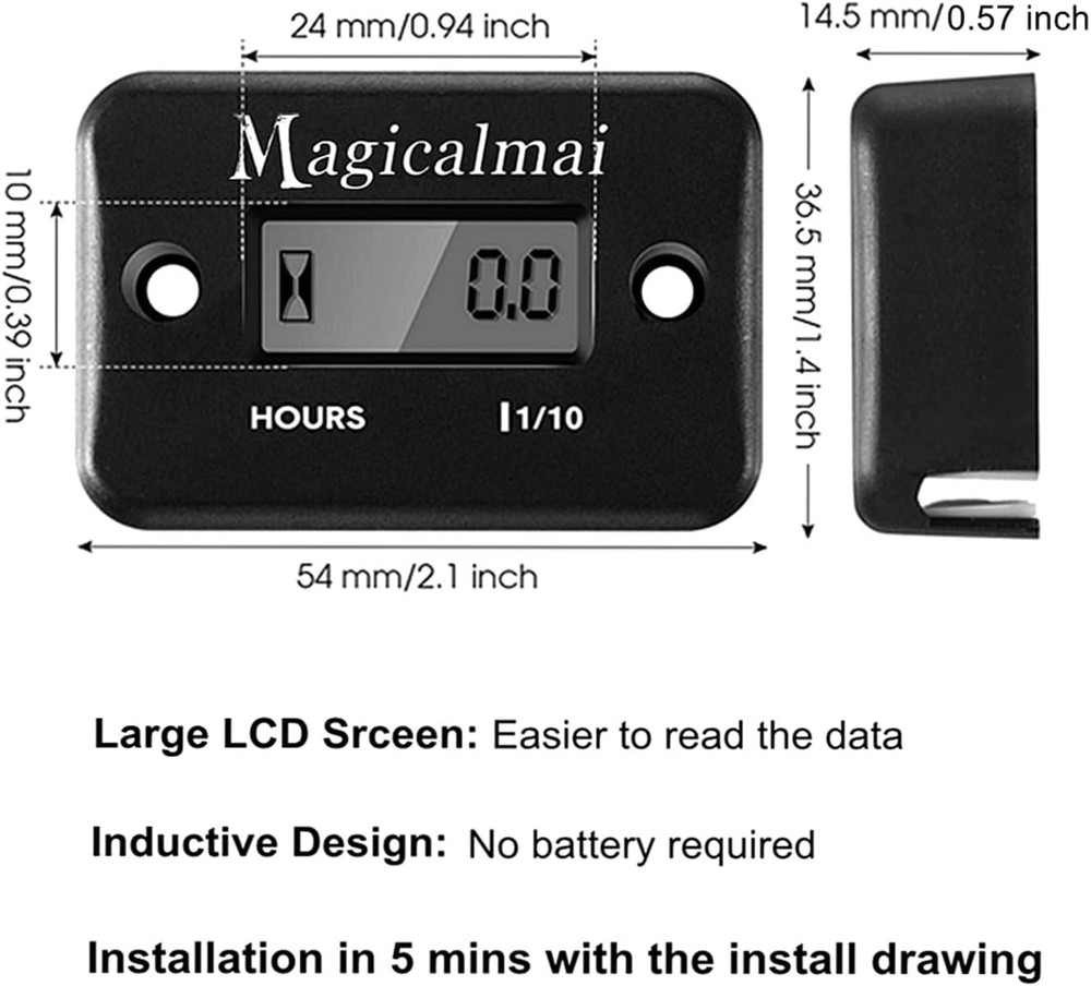 Inductive Hour Meter for Generators & Motorcycles - Essential Maintenance Tool