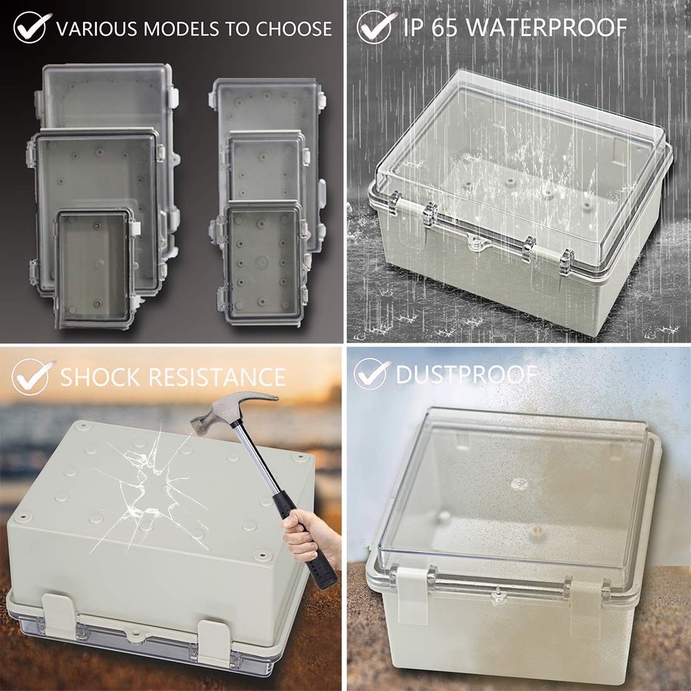 Junction Box ABS Plastic Dustproof Waterproof IP65 Electrical Boxes Hinged Sh...