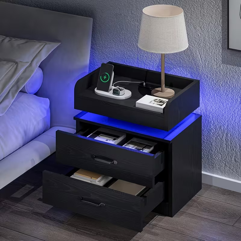 Black smart nighstand