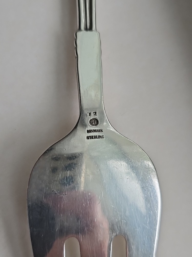 Georg Jensen Denmark #72 Grapes Sterling Silver 7" Serving Fork
