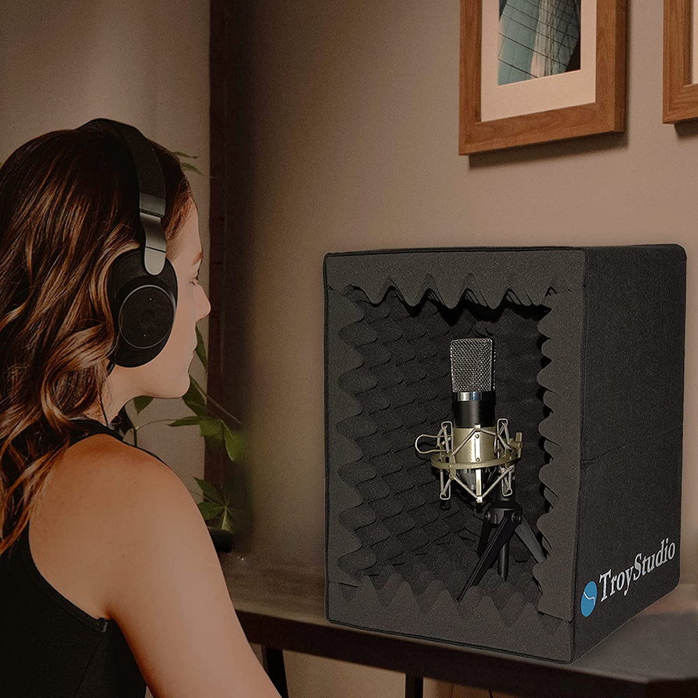 Portable Vocal Booth, Large Foldable Microphone Isolation Shield, Music Recordin