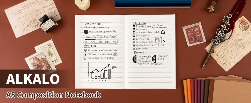 ALK Blank Notebook Journals Bulk, A5 Unlined Paper posit Notebook