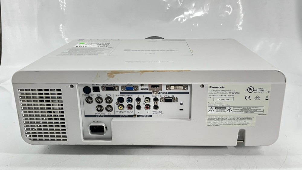 Panasonic PT-EZ570U LCD Projector White 2121HR