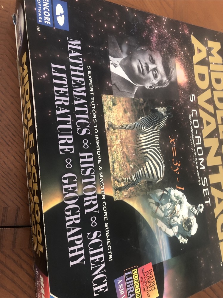 Encore Education Middle School Advantage 5 Disk CD Set New In Box Math History