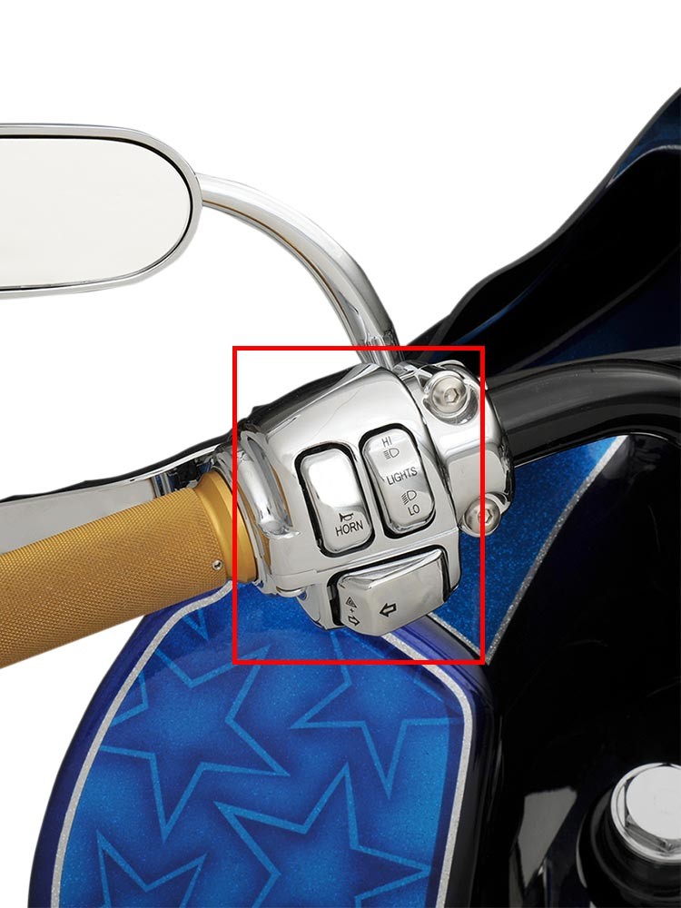 Switch Housing Covers Chrome & 6pcs Button Cap For Harley Softail Fat Boy 11-18