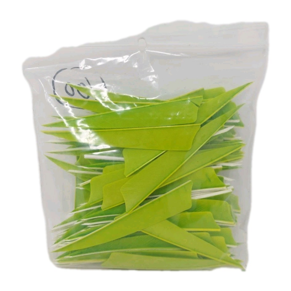 100 Pack Archery Arrow Feathers 4" Right Wing: Shield Chartreuse Green