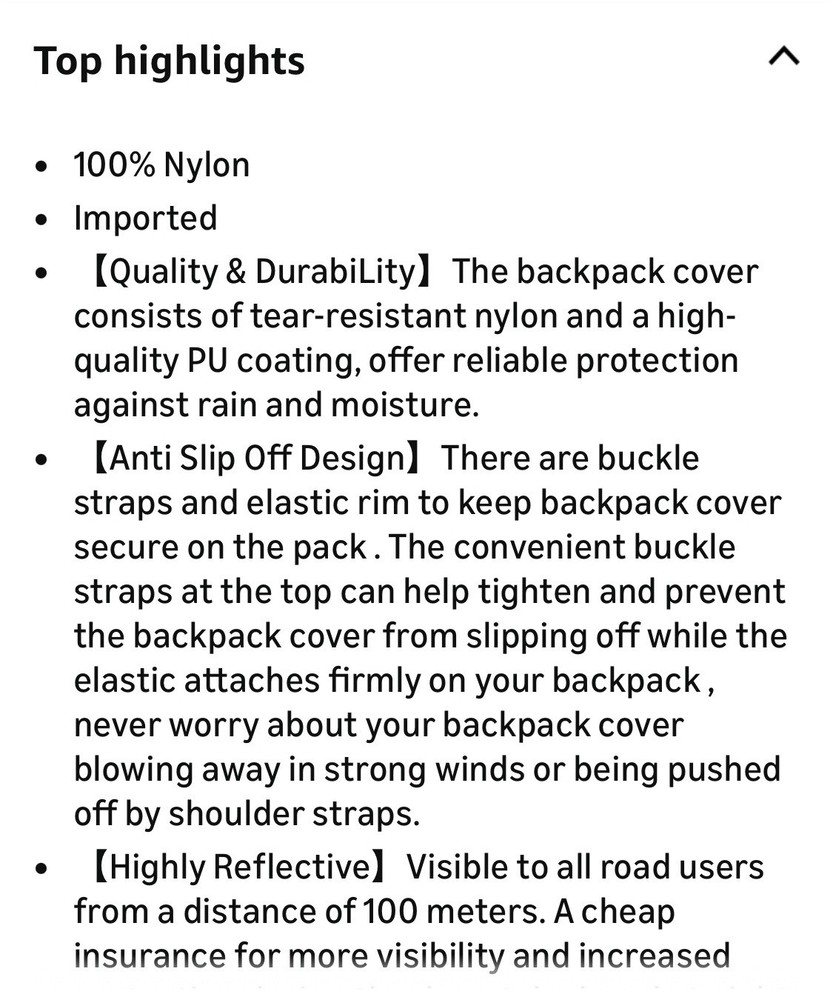 Waterproof Backpack Rain Cover Set with Reflective Strap Reflective Small