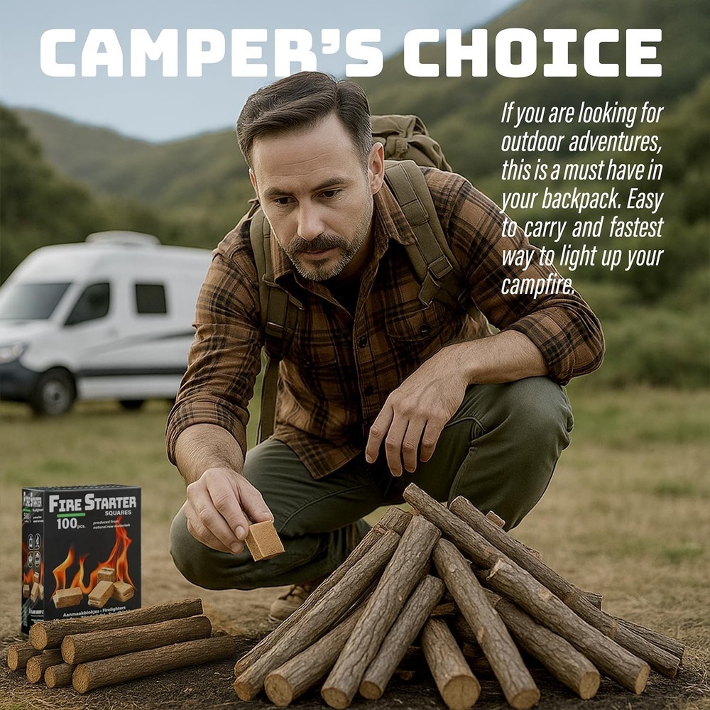 Fire Starter Squares (200 Pack) - Fire Starters for Fireplace, Gril... Fast Ship