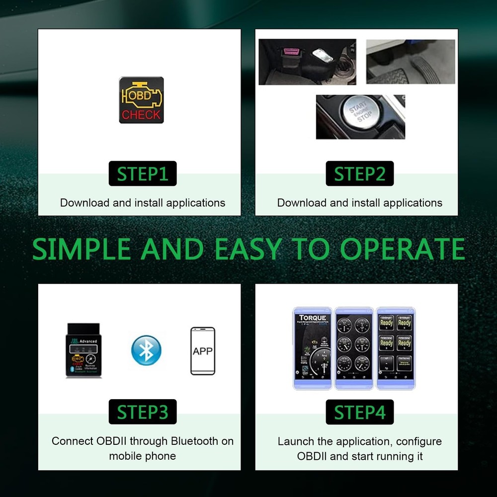 Car OBD2 Bluetooth Diagnostic Tool, Wireless Reset and Clear Fault Codes Devi...