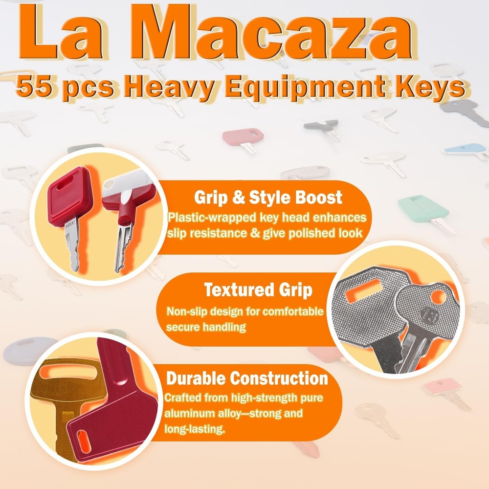 Construction Ignition Key Set - 55 Keys for Various Brands
