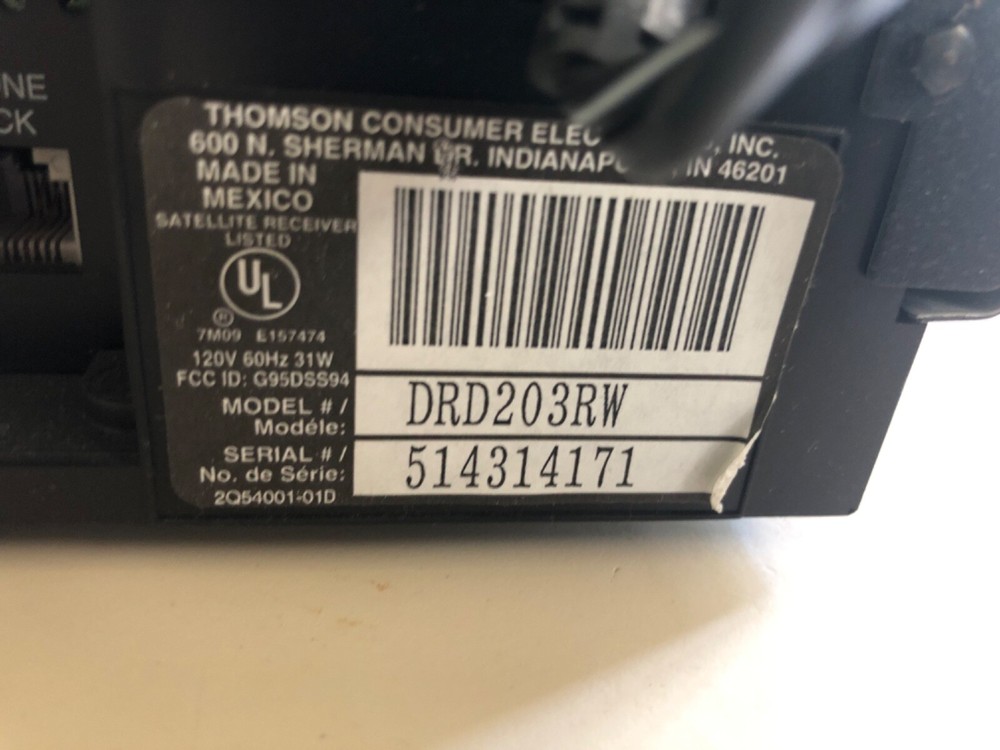 RCA DRD303RW DSS Satellite Receiver Box