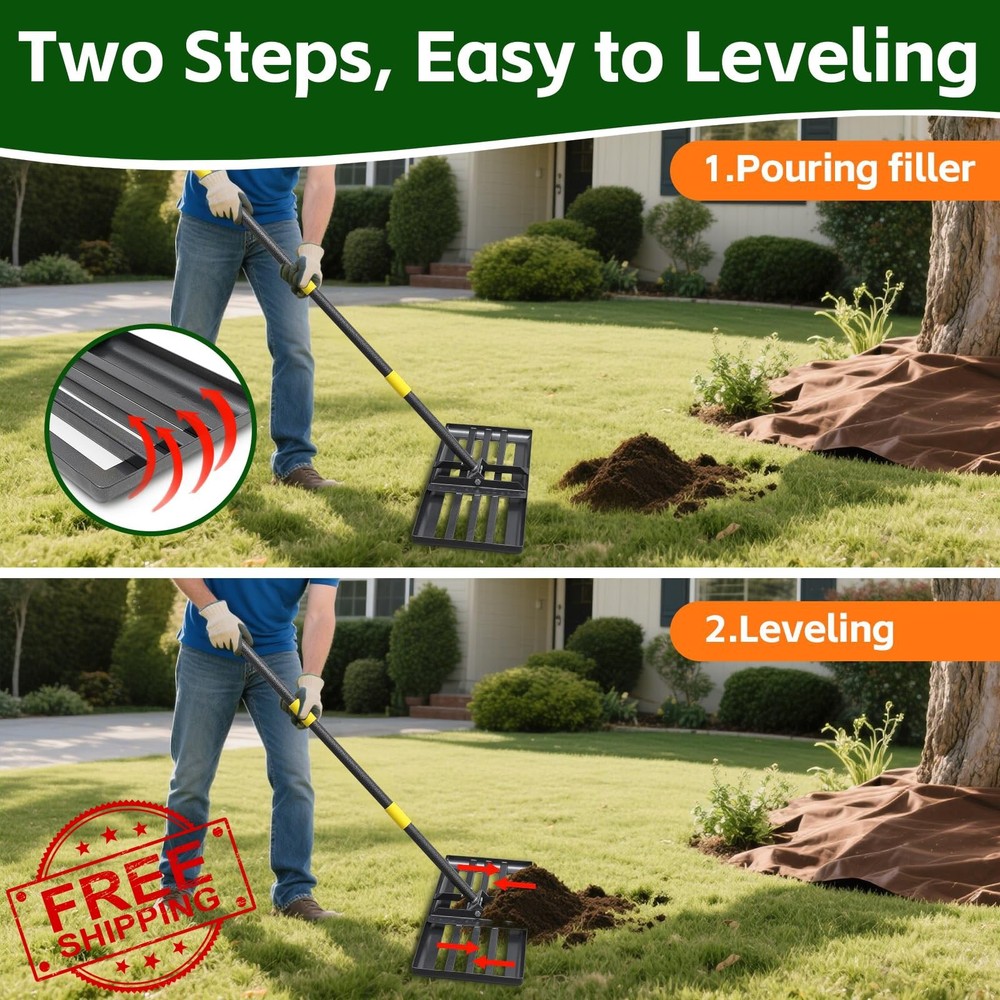 Lawn Leveling Rake 30" Heavy Duty Foldable 5FT Handle