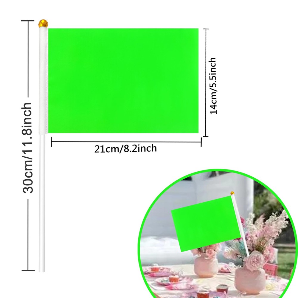 KERDA 25 Pack Solid Green Flags Small Mini Green DIY Graffiti Flags on Stick,...