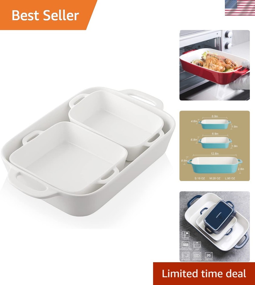 Sophisticated Rectangular Bakeware Set - Non-Stick, Dishwasher Safe Ceramic Pans