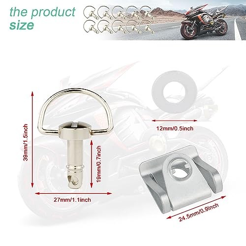 1/4 Turn Quick Release Fasteners, 10 Pack Motorcycle Race 19 mm Silver