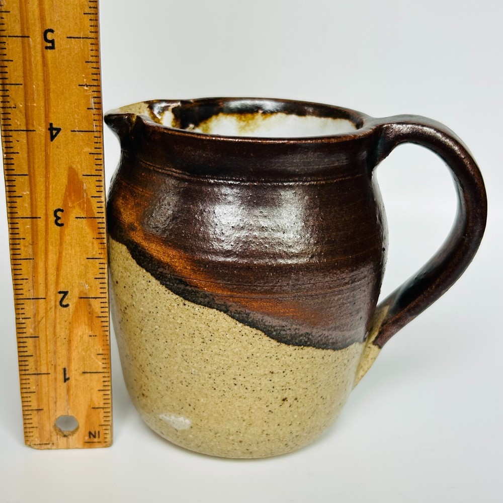 Speckled Glazed Stoneware Art Pottery Pitcher 4.25"