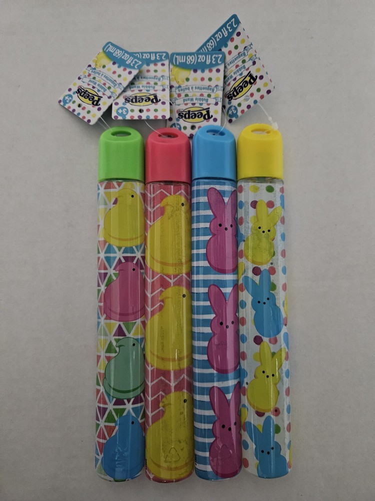 Peeps Easter Bubble Wands 4pk Different Colors & Designs Party Bag Items