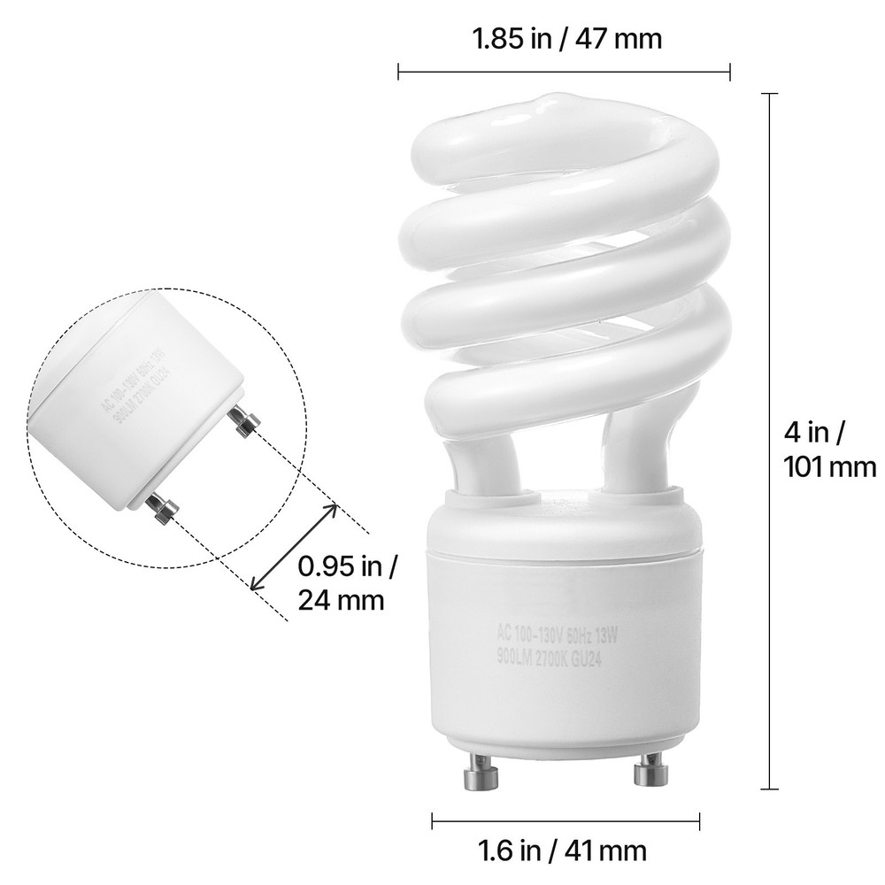 4-Pack CFL Light Bulbs 13W Compact Fluorescent Bulbs with 2700K Warm Light