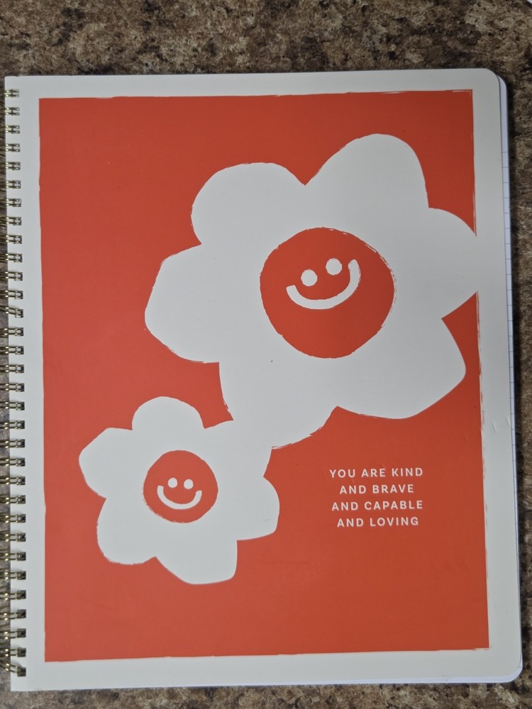 Notebook Collective Smiley Floral Affirmation Single Subject Notebook Orange