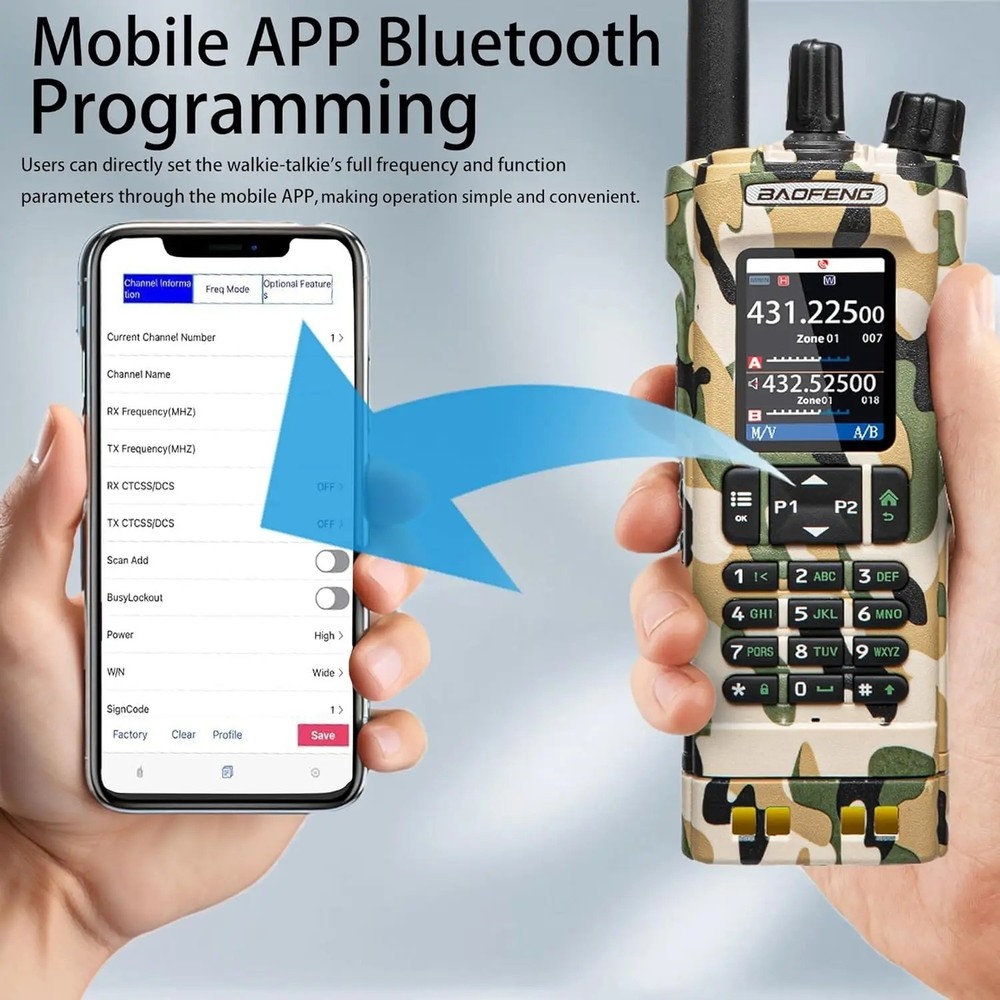 BAOFENG UV-32 GPS 10W Multi Band Transceiver Bluetooth Programming Two Way Radio
