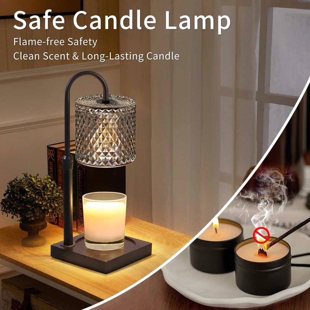 YAYIT Candle Warmer Lamp with Timer Dimmer Adjustable Height, Black
